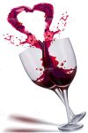 Wine Glasses with Splashing Red Wine Forming Heart